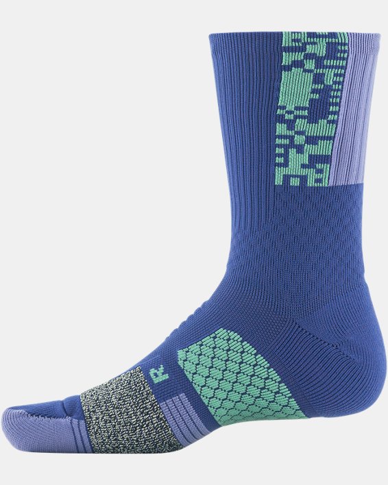 Unisex UA ArmourDry™ Playmaker Mid-Crew Socks, Purple, pdpMainDesktop image number 0